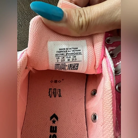 Girls Pink Glitter Slip on Rave Oxford Low Top Converse -Never Worn! - Picture 4 of 5